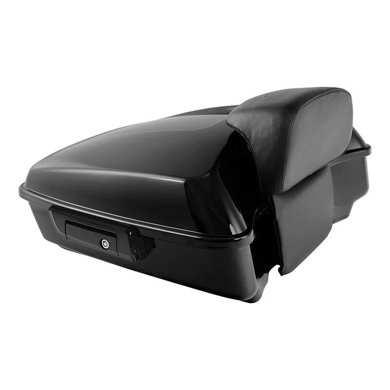 TCMT Chopped Motorcycle Trunk Box Backrest Pad Detachable Mounting Rack Fit For Harley Touring 1997-2008 Road King Road Street Electra Glide Pack - color: Set D1 Black Latches#Black Rack