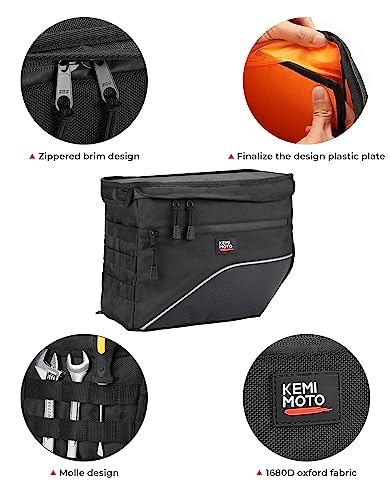 KEMIMOTO Upgrade Motorcycle Saddle Bags 26L (13Lx2) Middle-Sized Throw Over Saddlebags Orange Liner Scooter Panniers Universal Compatible with Softail Sportster Cruiser Motorbike Dirt Bike