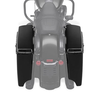 XMT-MOTO 5" Vivid Black Stretched Extended Hard Saddlebags Fit for 1993-2013 Harley Touring Models FLT FLHT FLHTCU FLHRC Road King Road Glide Street Glide Electra Glide Ultra-Classic - color: Gloss Black/Chrome Latches, size: Stretched