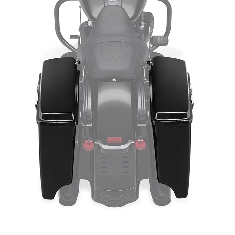 XMT-MOTO 5" Vivid Black Stretched Extended Hard Saddlebags Fit for Harley Davidson Touring FLT FLHT FLHTCU FLHRC Road King Road Glide Street Glide Electra Glide Ultra-Classic 1993-2013 - color: Vivid Black/black Latches, size: Stretched