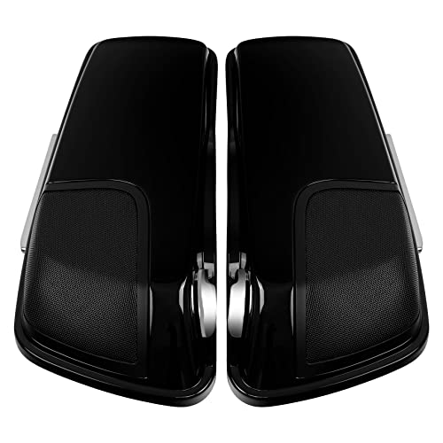 HR3 Vivid Black (Pinstripe) 4" Stretched Hard Saddlebags w/Speaker Lids Compatible with 2015-2016 Road Glide Special FLTRXS Street Glide Special FLHXS (Replace for OEM) - color: Vivid Black (Pinstripe)