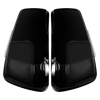 HR3 Vivid Black (Pinstripe) 4" Stretched Hard Saddlebags w/Speaker Lids Compatible with 2015-2016 Road Glide Special FLTRXS Street Glide Special FLHXS (Replace for OEM) - color: Vivid Black (Pinstripe)
