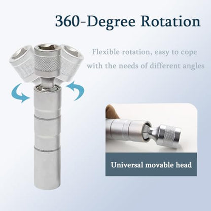 Resze 5/8-Inch（16mm） Thin Wall Spark Plug Socket,12 Points 3/8" Drive Spark Plug Socket,Car Tools,Magnetic Rotating,360-Degree Swivel,Suitable for Most Motorcycle,Car,SUV - size: Short 5/8"（16mm）