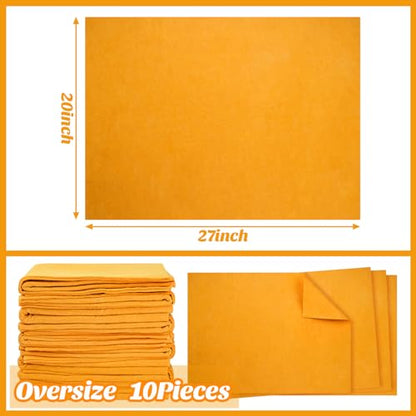 10 Pack 20" x 27" Shammy Cloths Absorbent Chamois Towel for Car Drying German Shammy Cloth Bulk Machine Washable Reusable Multi Purpose Orange Towels Anti Scratch for Home Car Pet Wash