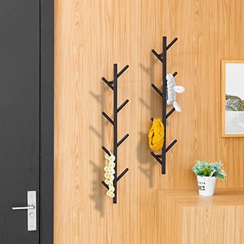 Modern Heavy Duty Coat Hanger Set of 2 - Wall Mount Hat Rack for Cowboy Hats, Baseball Caps & Jackets - Black Metal Coat Stand