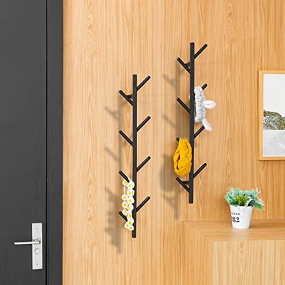 Modern Heavy Duty Coat Hanger Set of 2 - Wall Mount Hat Rack for Cowboy Hats, Baseball Caps & Jackets - Black Metal Coat Stand