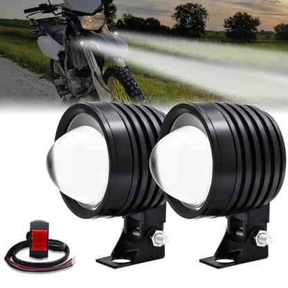 LED Motorcycle Auxiliary Lights,Driving Fog Lights for Motorcycle, 12V White and Amber Running spotlights, 2Pcs