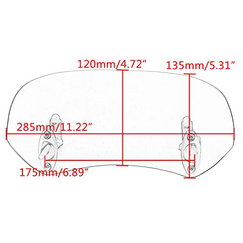 Clear Adjustable Clip On Variable Windscreen Extension Spoiler Blade Wind Deflector for Harley Suzuki Y-amaha B-MW H-onda K-awasaki With Windshield Models - size: Clear # Small