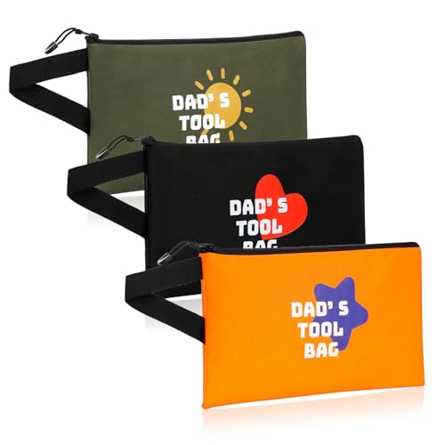 3 Pack 12.5 Inch Zipper Tool Pouches for Dad Husband Birthday Gifts | Ideal for Electricians, Plumbers, HVAC & Diyers, Multi-Purpose Organizes Wrenches, Pliers, Screwdrivers, and Daily Hand Tools - color: Style A-Black, Army Green, Orange
