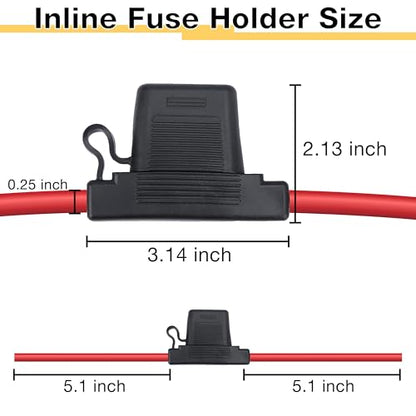 ecocstm 2 PCS Inline Fuse Holders 12V, 8 AWG Car Gauge Inline Fuses, Waterproof Fuse Holder with 80A Maxi Blade Fuses for Automotive, Marine, Golf Cart Lighting, Electrical Circuits - size: 2 PCS 8AWG
