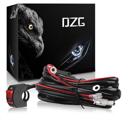 DZG Motorcycle LED Light Wiring Harness Kit 12V 2 Leads 30A in-line Fuse 40A Relay ON Off Switch 18AWG for Fog Lights Light Bar Driving Lights Auxiliary Work Lights