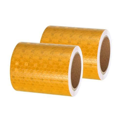 PATIKIL Reflective Tape, 2 Roll 3 Inch x 10 Ft Waterproof Self Adhesive High Visibility Caution Warning Safety Tape Reflector for Trucks Trailers Cars, Yellow - color: Yellow, size: 3 Inch x 10 Ft