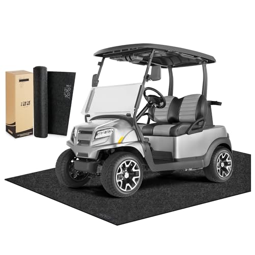 10L0L Golf Cart Garage Floor Mat 8.85x5.0 ft - Oil Absorbent Waterproof Slip-Resistant Mat for Yamaha Club Car EZGO ATV UTV Motorcycle, Black - color: Black