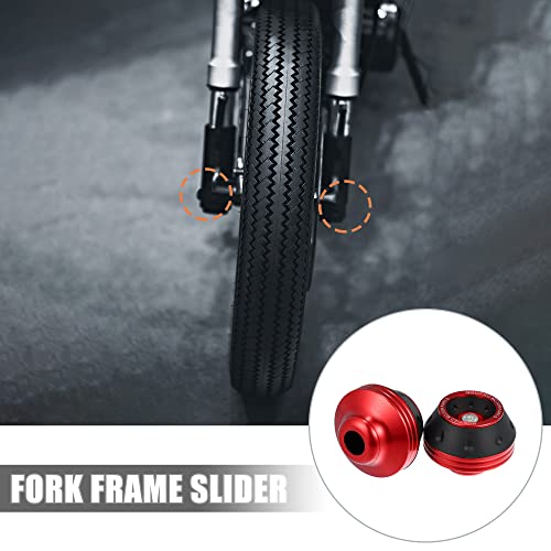 X AUTOHAUX Pair Motorcycle Wheel Front Fork Frame Sliders Falling Protection Red Universal - color: Red