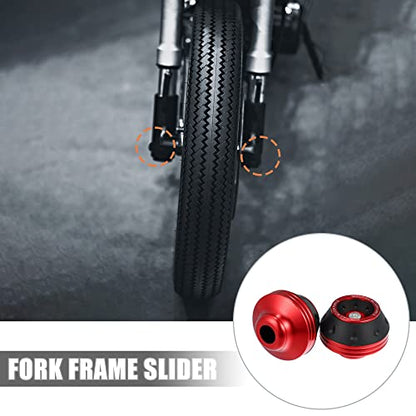 X AUTOHAUX Pair Motorcycle Wheel Front Fork Frame Sliders Falling Protection Red Universal - color: Red