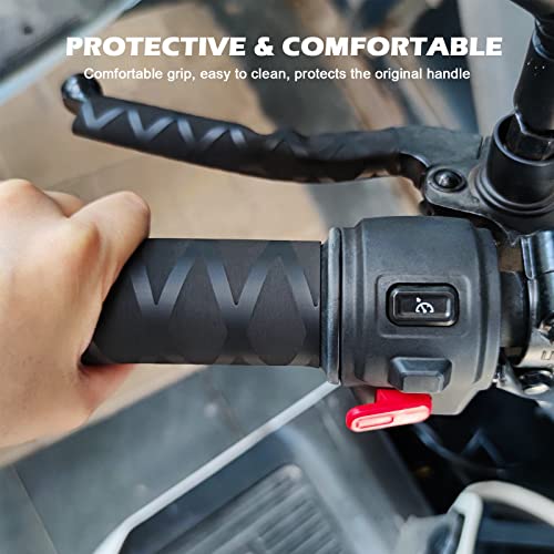 Non-Slip Heat Shrink Motorbike Grips Sleeve,Easily Solve Aging Aticky Hands,Compatible for Ducati Honda Yamaha Triumph Suzuki Kawasaki Dirt Bike ATV Handles Grips,Heating Handlebar Grips - color: mesh texture