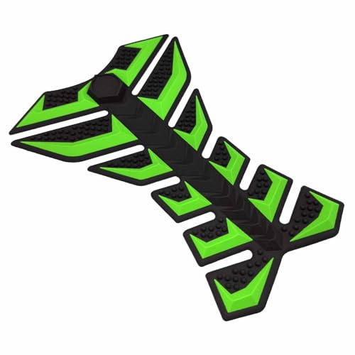 3D Fishbone Motorcycle Tank Pad, Anti-Slip Anti-Scratch Rubber Fuel Tank Protector Stickers, Self-Adhesive Waterproof Decorative Gas Tank Stickers Universal for Most Motorcycles (Green) - color: GREEN
