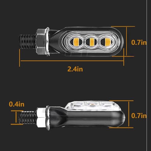 Motorcycle Turn Signal LED Lights,3LEDs Super Bright Mini Indicator Lights Three Modes License Plate Lights Taillight For Trailer Truck Car(2pcs Amber)