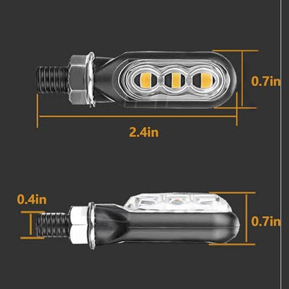 Motorcycle Turn Signal LED Lights,3LEDs Super Bright Mini Indicator Lights Three Modes License Plate Lights Taillight For Trailer Truck Car(2pcs Amber)