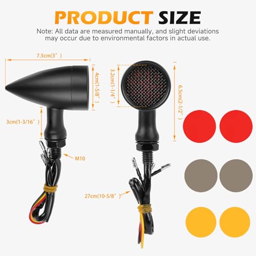 Rich Choices 2pcs Black 15 LED Motorcycle Stop Brake Running Turn Signal Indicator Red Lights Compatible with Harley Honda Chopper (Black with net-Red Light) - color: Black with net-Red Light