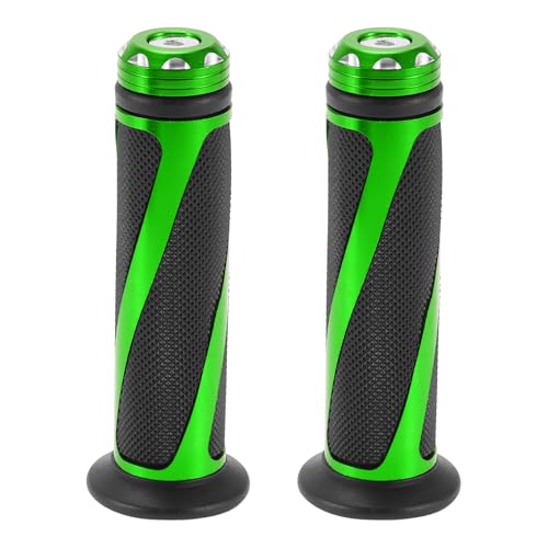 Motoforti 7/8" 22mm 15/16" 24mm Universal Motorcycle Hand Grips Cover Rubber Aluminum Alloy Handlebar Grips for Motorcycle Scooter Bicycle Black Green 1 Pair - color: Green
