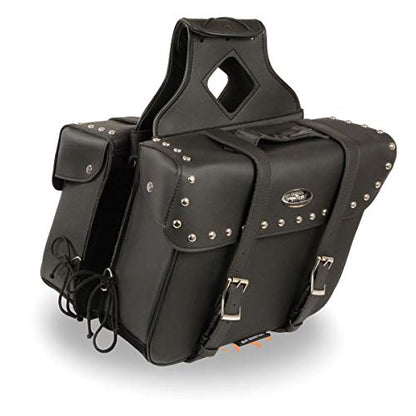 Milwaukee Leather Studded Throw-Over Motorcycle Saddlebags – Synthetic Leather – Universal Fit – Zip-Off - Large - color: SH579ZB-BLACK, size: Large