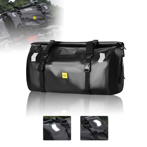 Waterproof PVC Motorcycle Dry Bag 66L Motorcycle Tail Saddle Bag Travel Luggage Storage Bag Roll Pack Bag Black - color: Black no logo