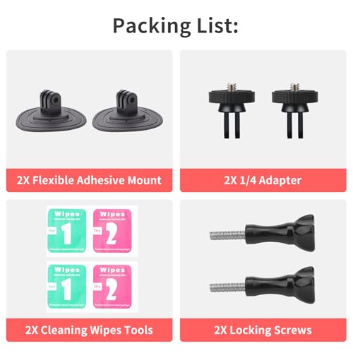 CQT Flexible Adhesive Mount Kit Motorcycle Helmet for DJI OSMO Action 6 5 4 pro 360, insta360 X5 X4 X3 one RS for GoPro Max 360 Panoramic Camera Hero 13/12/11/10/9/8 Sports Camera Accessories (2)