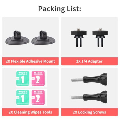 CQT Flexible Adhesive Mount Kit Motorcycle Helmet for DJI OSMO Action 6 5 4 pro 360, insta360 X5 X4 X3 one RS for GoPro Max 360 Panoramic Camera Hero 13/12/11/10/9/8 Sports Camera Accessories (2)