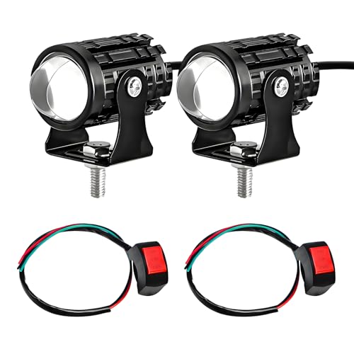 Wevdn 2PCS Motorcycle LED Driving Fog Lights, Super Bright White/Amber Motor Auxiliary LED Spotlights with 2 Switch, Waterproof Aux Motorcycle Headlight for Car Truck ATV Tractor (8-80v) - color: 8-80V