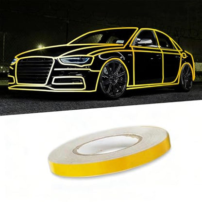 UGSHY Vinyl Pinstriping Tape, Waterproof Auto Striping Sticker, 0.4In x 16.4Ft Reflective Body Stripe Tape, Self Adhesive Car Stripe Decals Universal for Most Vehicles (Yellow) - color: Yellow