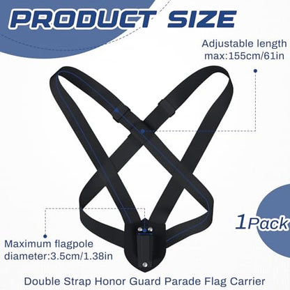 Jecery Double Strap Parade Flag Carrier Parade Harness Color Guard Flag Pole Holder Nylon Sling Carrying Belt for Parades(Black) - color: Black, style: Double Strap