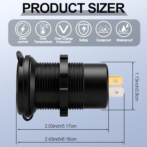 12v usb charger, PD 20W USB-C Power Socket and 18W QC3.0 Socket Waterproof Power Outlet 12V/24V with Power Switch 12V USB C Outlet for Car Golf Cart Boat Marine Bus Truck RV Marine Motorcycle etc. - color: 2QC+1PD