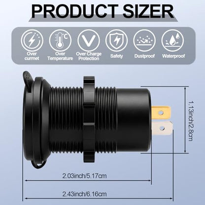 12v usb charger, PD 20W USB-C Power Socket and 18W QC3.0 Socket Waterproof Power Outlet 12V/24V with Power Switch 12V USB C Outlet for Car Golf Cart Boat Marine Bus Truck RV Marine Motorcycle etc. - color: 2QC+1PD