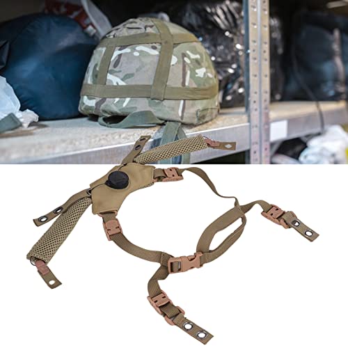 Helmet Chin Strap for Fast MICH Wendy Helmet, 4 Points Tactical Helmet Accessories Retention System Chin Strap, Helmet General Suspension Lanyard with 4 Sets of Fastening Screws - color: Tan