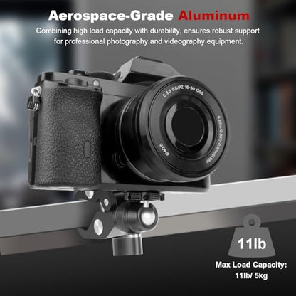 Super Clamp Camera Mount with 360° Mini Ball Head, Aluminum Desk Tube Crab Clamp for Monitor/Light/Mic, Bike/Motorcycle Handlebar Mount for Go Pro/Insta360/DJI Action Camera (SY012)