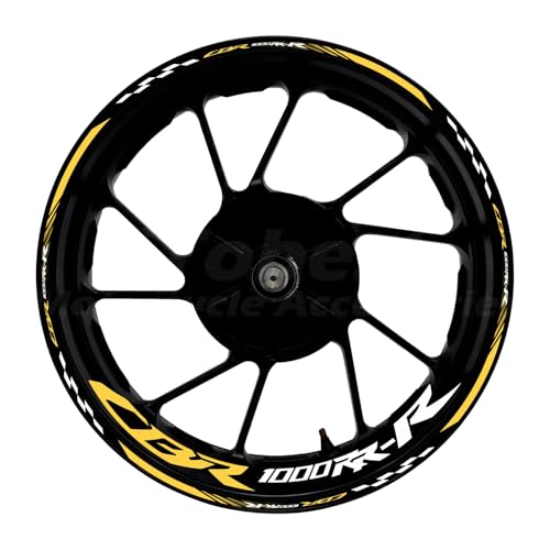 CBR 17 inch Wheel Rim Stickers Decals Tape Compatible with CBR1000RR-R 2004-2025 Motorcycle Reflective Rim Tapes Sticker Stripe(Ceep Yellow) - color: Ceep Yellow