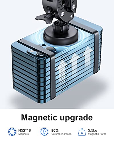 EWA Universal Magnetic Bike Phone Holder - 360° Rotating Motorcycle Handlebar Mount, Secure Grip with Silicone Bands, MagSafe Compatible for Indoor Cycling,Treadmill,Spin Bike,Elliptical