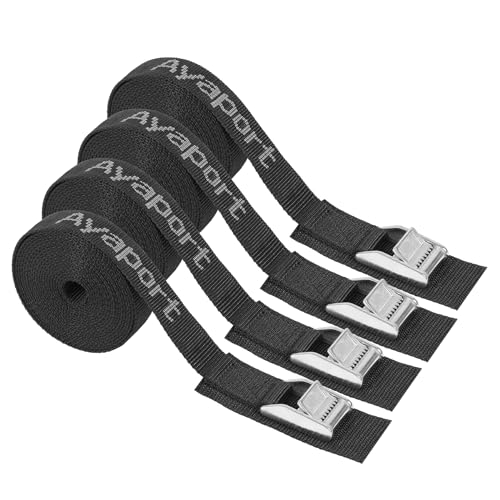 Ayaport Cam Buckle Tie Down Straps Lashing Straps 2200lbs Break Strength Heavy Duty Car Roof Rack Strap for Kayak, SUP, Surfboard, Cargo, Motorcycle, Truck, Boat, Dirt Bike (1" x 12'-Stainless) - color: Black-Stainless, size: 1" x 12'
