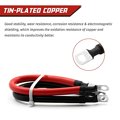 2 AWG Battery Cable 2AWG Gauge Pure Copper Battery Inverter Cables with 5/16 in Lugs Both Ends Power Inverter Wire Set for Automotive Solar Marine Boat RV Car Motorcycle Red and Black (1FT) - size: 1FT