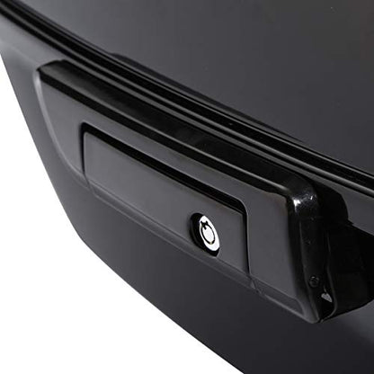 XFMT-moto-part King Trunk W/Black Latches Backrest Chrome Luggage Rack LED Light For Harley Touring Trunk Road King Street Glide Road Glide Electra Glide 2014-2025 - color: W/ Black Latches Red Lens Light & Chrome Rack