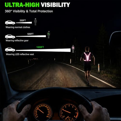 LED Reflective Vest Running Gear, 5 Colors Light Up Safety Vest | Rechargeable High Visibility Running Vest, Adjustable for Men Women. Ideal for Night Running, Walking, Cycling & Jogging. - color: Pink