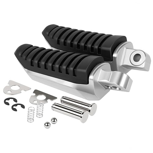 Rear Passenger Foot Pegs for Suzuki Hayabusa GSX1300R GSX650 GSX1400, Bandit GSF1250 GSX1250, V-Strom DL650 DL1000 - Anti-Slip Rubber Motorcycle Footrests Pedals Replacement (Silver & Black) - color: Black#Suzuki#Rear