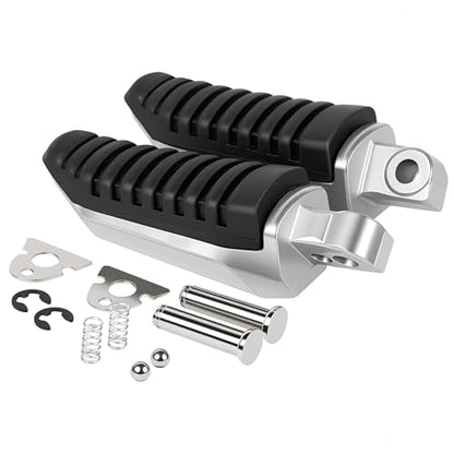 Rear Passenger Foot Pegs for Suzuki Hayabusa GSX1300R GSX650 GSX1400, Bandit GSF1250 GSX1250, V-Strom DL650 DL1000 - Anti-Slip Rubber Motorcycle Footrests Pedals Replacement (Silver & Black) - color: Black#Suzuki#Rear