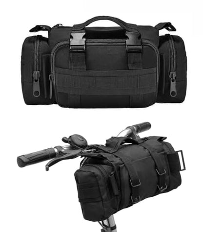 BraveHawk OUTDOORS Bike Handlebar Bag, 900D Nylon Oxford Multi-purpose Waist Bag Water Resistant Bicycle Cycling Pack (Black) - size: Medium