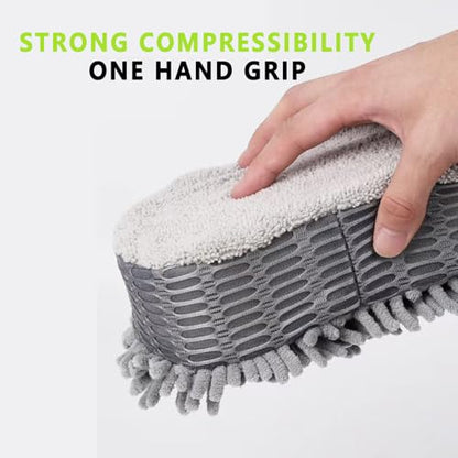 2 Pack Microfiber Car Wash Sponge Chenille Non-Scratch for Wax Sealant Conditioner Application Car Detailing, Compatible with Cars Trucks Motorcycles Essential Auto Cleaning Washing Kit Supplies
