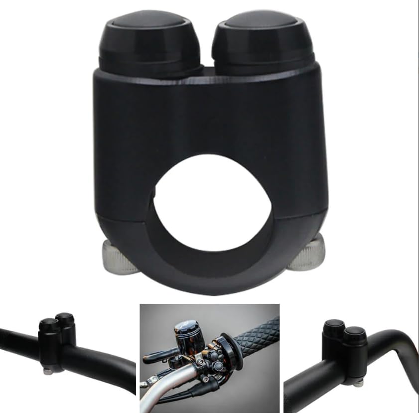 2 Buttons CNC Hand Control Momentary Switch Micro Switch, for 7/8 Inch 22mm Bars Handlebar Bobber Cafe Racer Chopper Universal - size: 7/8 Inch Black
