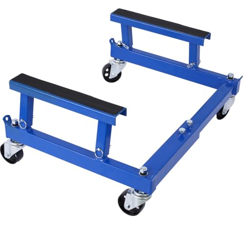 1500LB Heavy Duty Motorcycle Dolly - ATV/UTV Engine Cradle Stand with 360° Swivel Casters, Adjustable Steel Shop Dolly for Bike Maintenance & Storage (Blue + Steel)