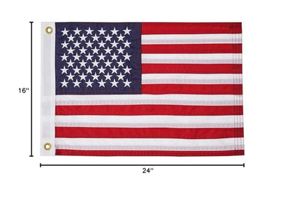 SYII American Flag 16x24 Inches, Embroidery 50 Stars Ensign Nautical US Boat Flags with 2 Brass Grommets, Heavy Duty Nylon Outdoor Banner for Marine Yacht UTV - color: 16x24 American Flag