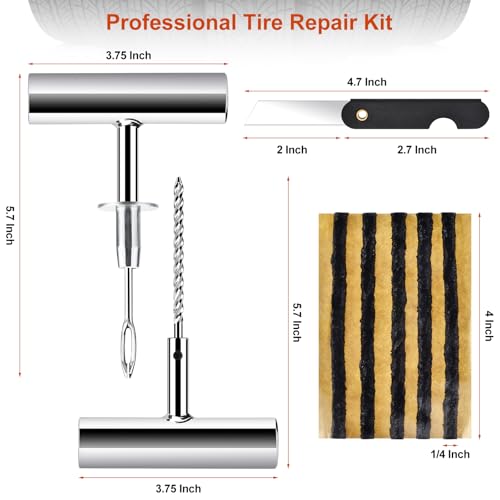Tire Repair Kit with Tire Plug & Rubber Nail Solutions, Tire Screw Plug Kit with Screwdriver, Professional Heavy Duty Emergency Flat Tire Repair for Car, Truck, Motorcycle, Tractor, Mower, Wheelbarrow - style: Pro[36Pcs]